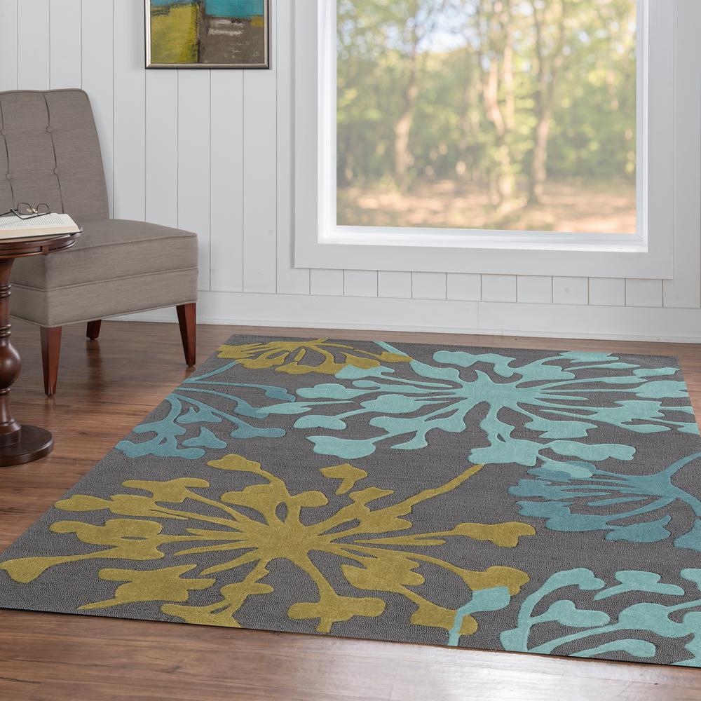 Trio Dandelion Grey & Aqua 5x7, Rug. Picture 2