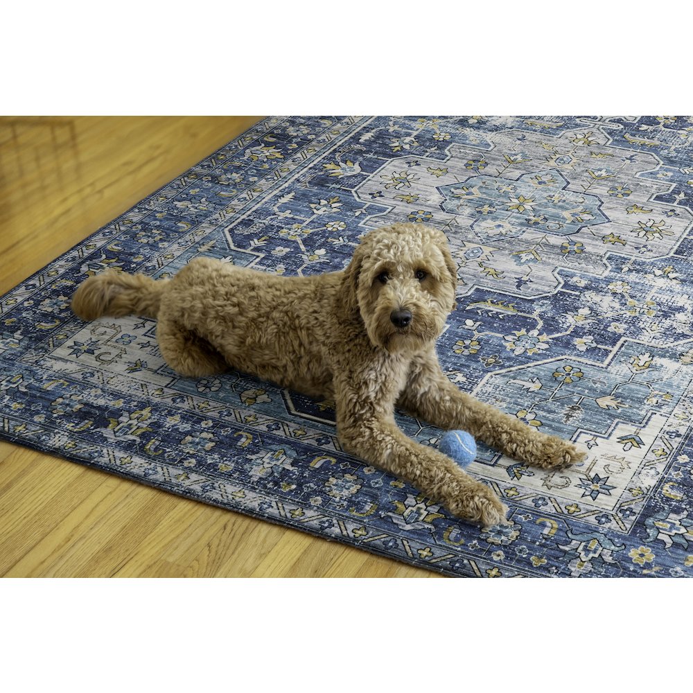 Washable Sariah Teal/Ivory 5x7, Rug. Picture 2