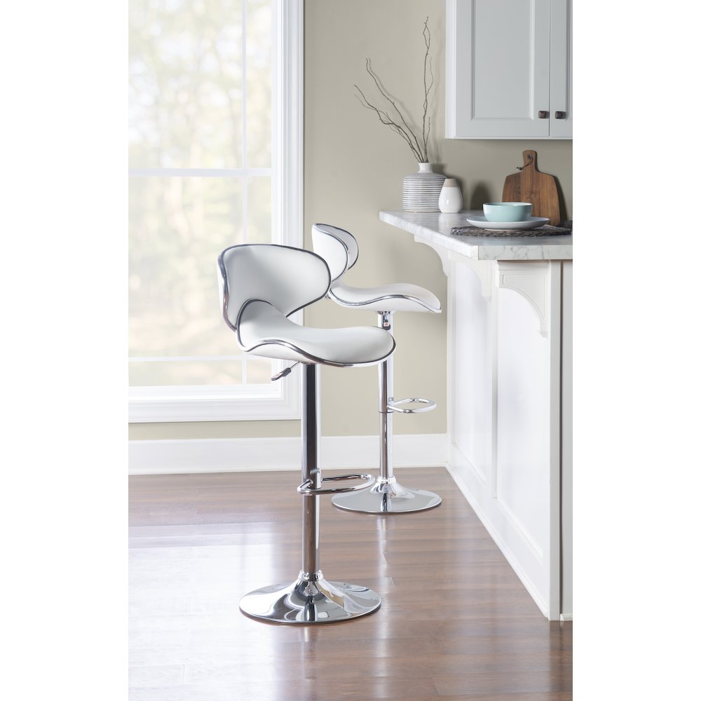 White Adjustable Barstool. Picture 2