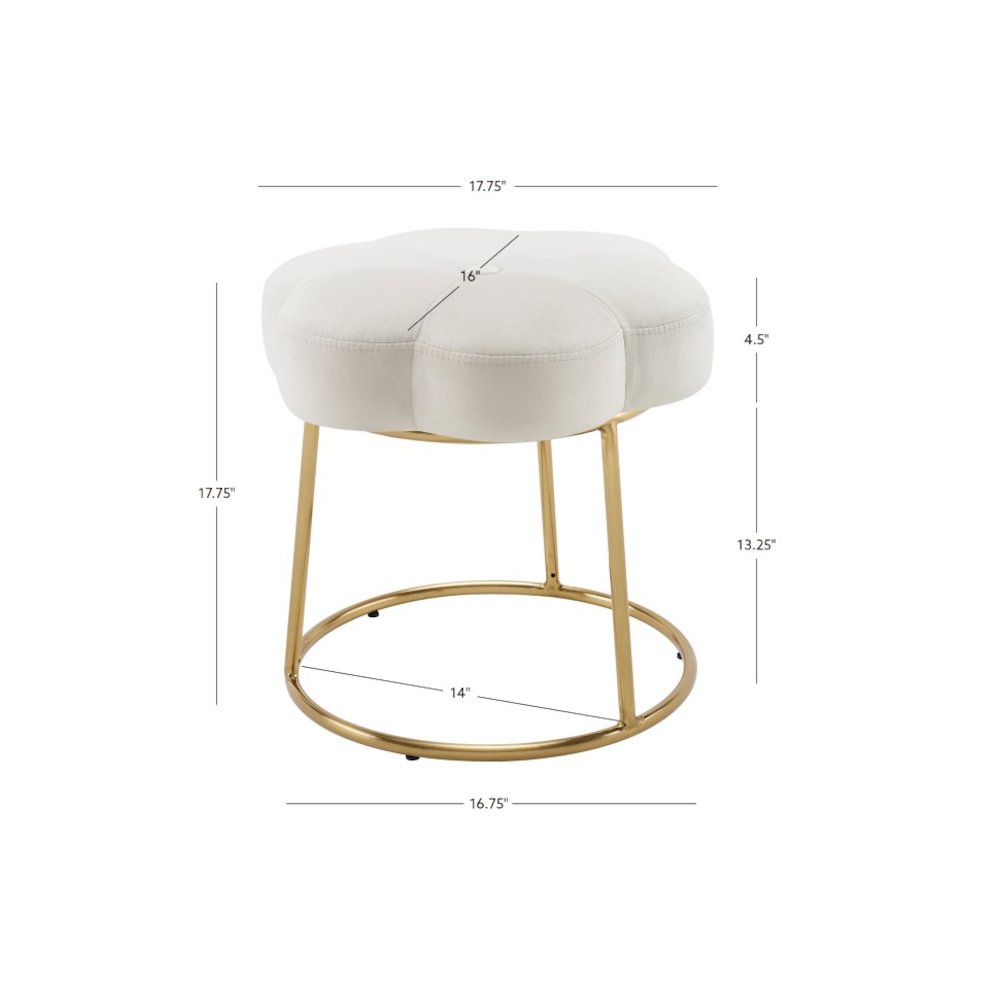 Seraphina Accent Vanity Stool, White. Picture 13