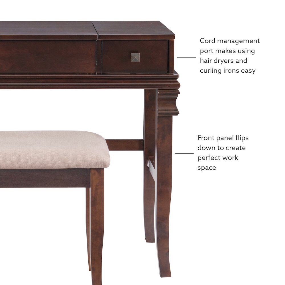 Angela Walnut Vanity Set. Picture 15
