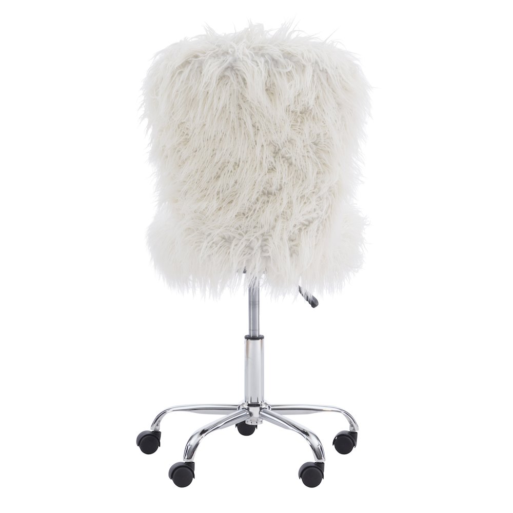 Faux Flokati Armless Office Chair, White. Picture 11