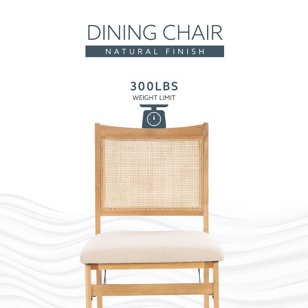 Bina Rattan Cane Folding Dining Side Chair, Beige. Picture 16