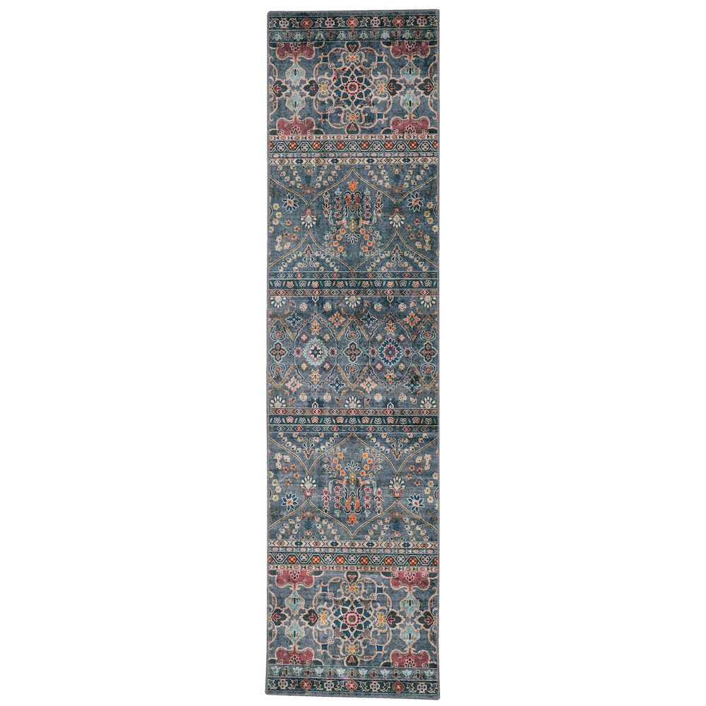 Washable Grant Teal/Ivory 2x8, Rug. Picture 1