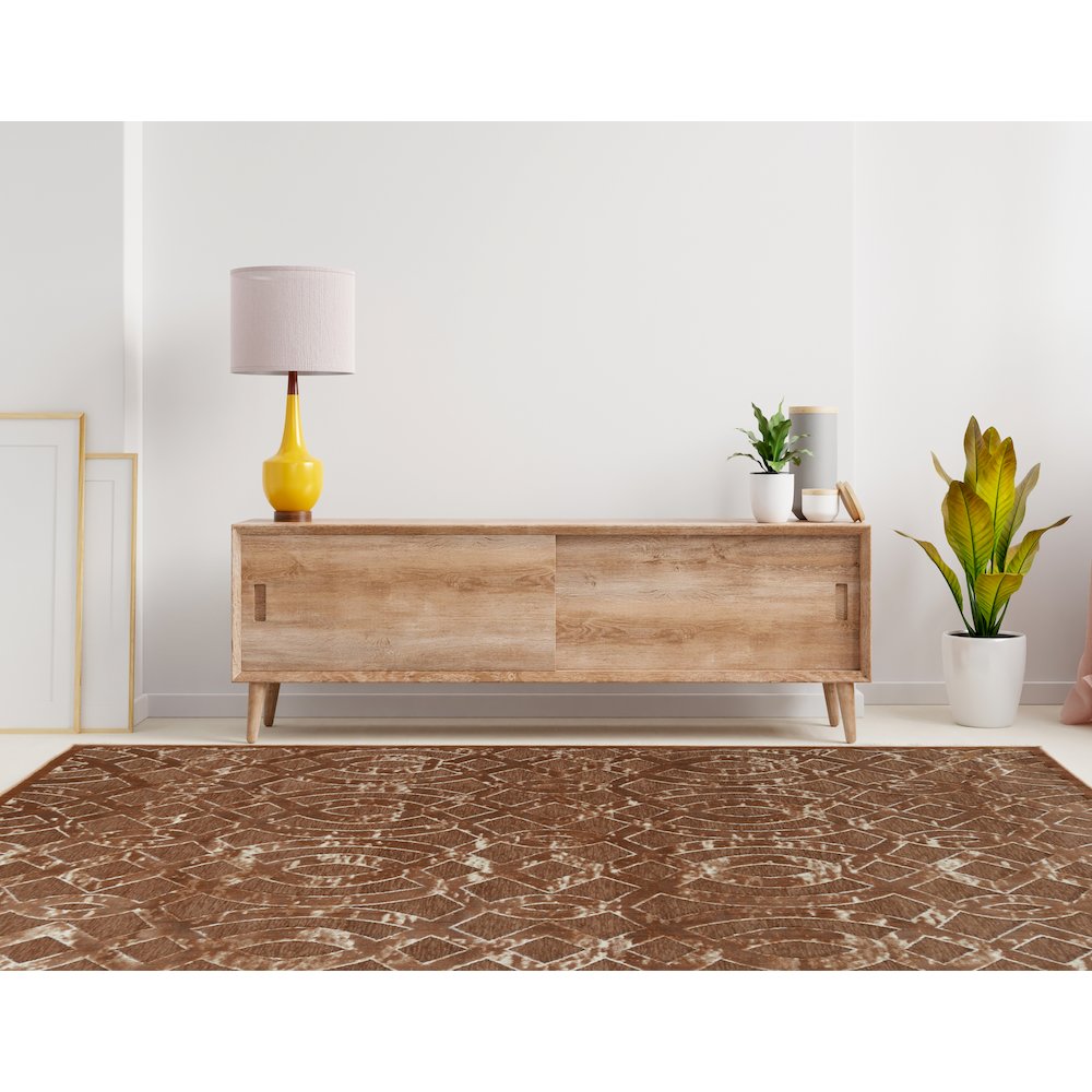 Hi Lo Trellis Brown & Beige 8x10, Rug. Picture 1