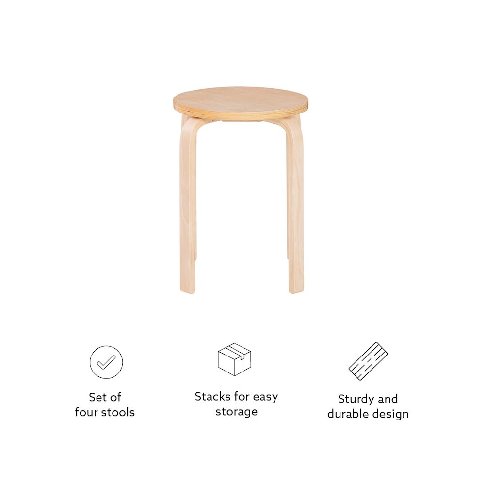 17 Inches Bentwood Stool - Natural Set Of 4. Picture 11