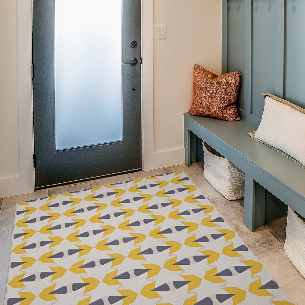 Outdoor Washable Hialeah Ivory & Yellow 3' X 5', Rug. Picture 1