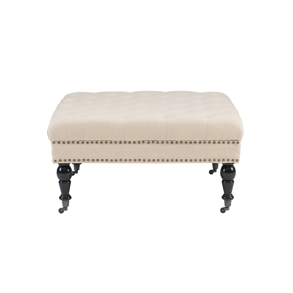 Isabelle Natural Square Tufted Ottoman. Picture 1