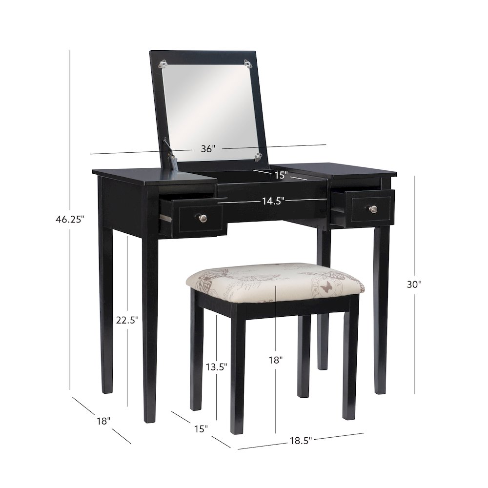 Black Butterfly Vanity And Stool. Picture 19