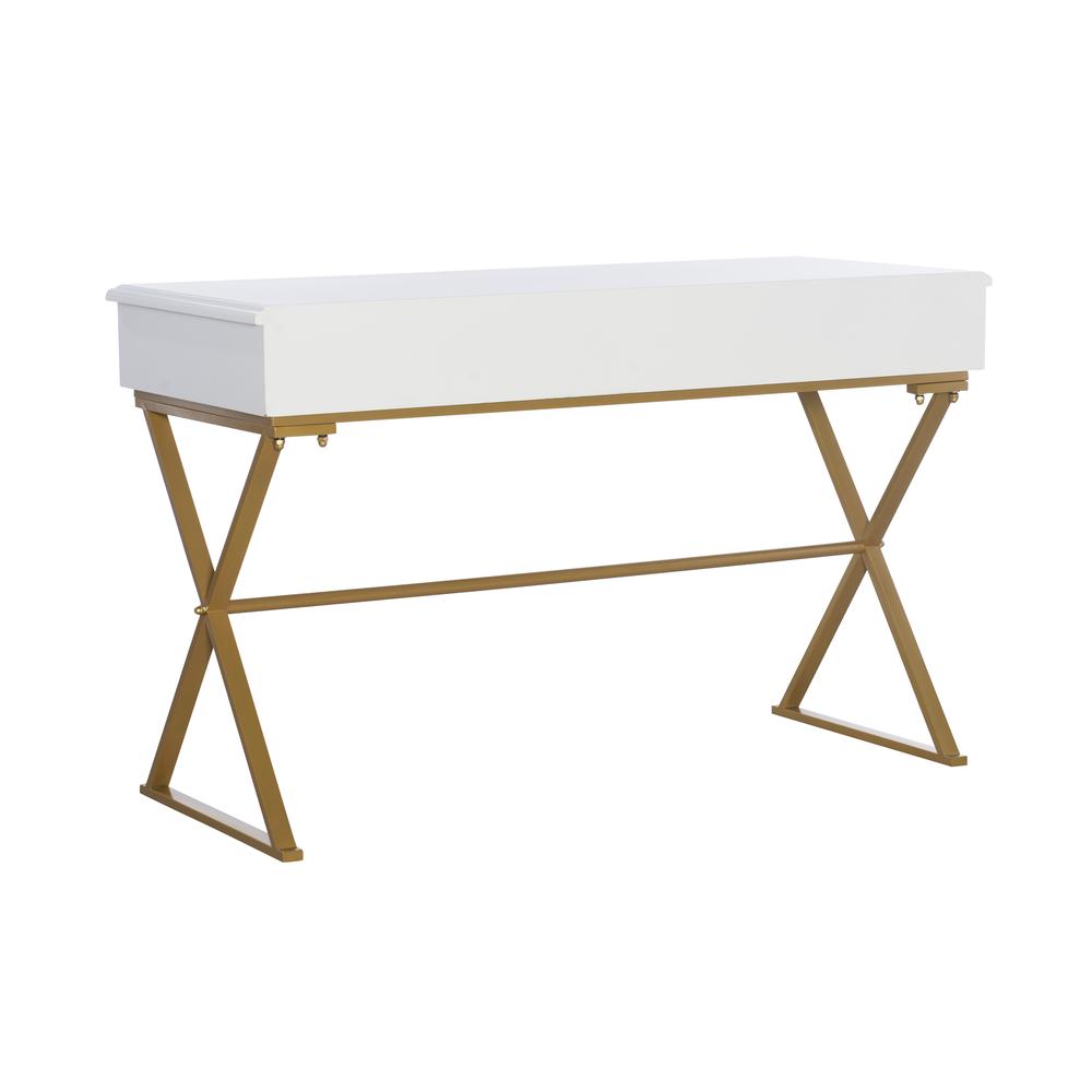 Two-Drawer Campaign Desk, White. Picture 4