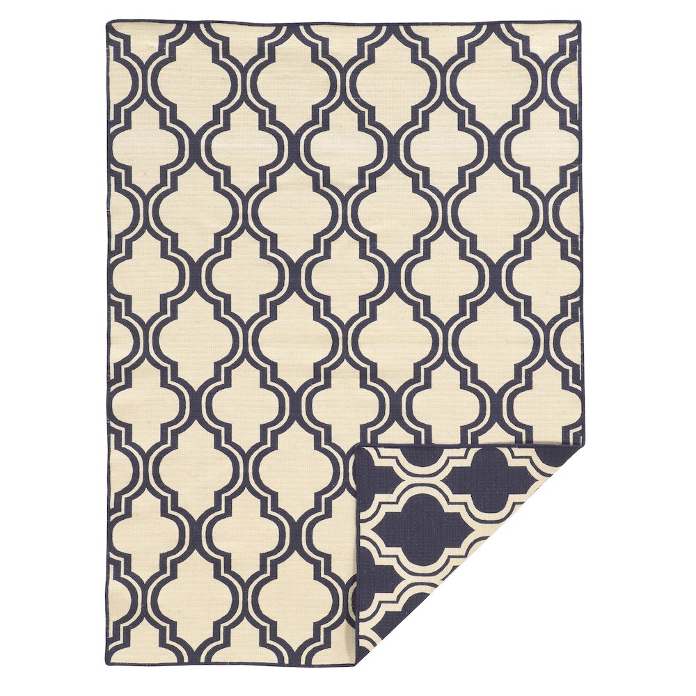 Salonika Reversible Quatrefoil Blue 5x8, Rug. Picture 4