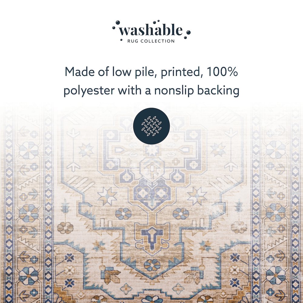 Washable Julian Ivory/Gold 5x7, Rug. Picture 8