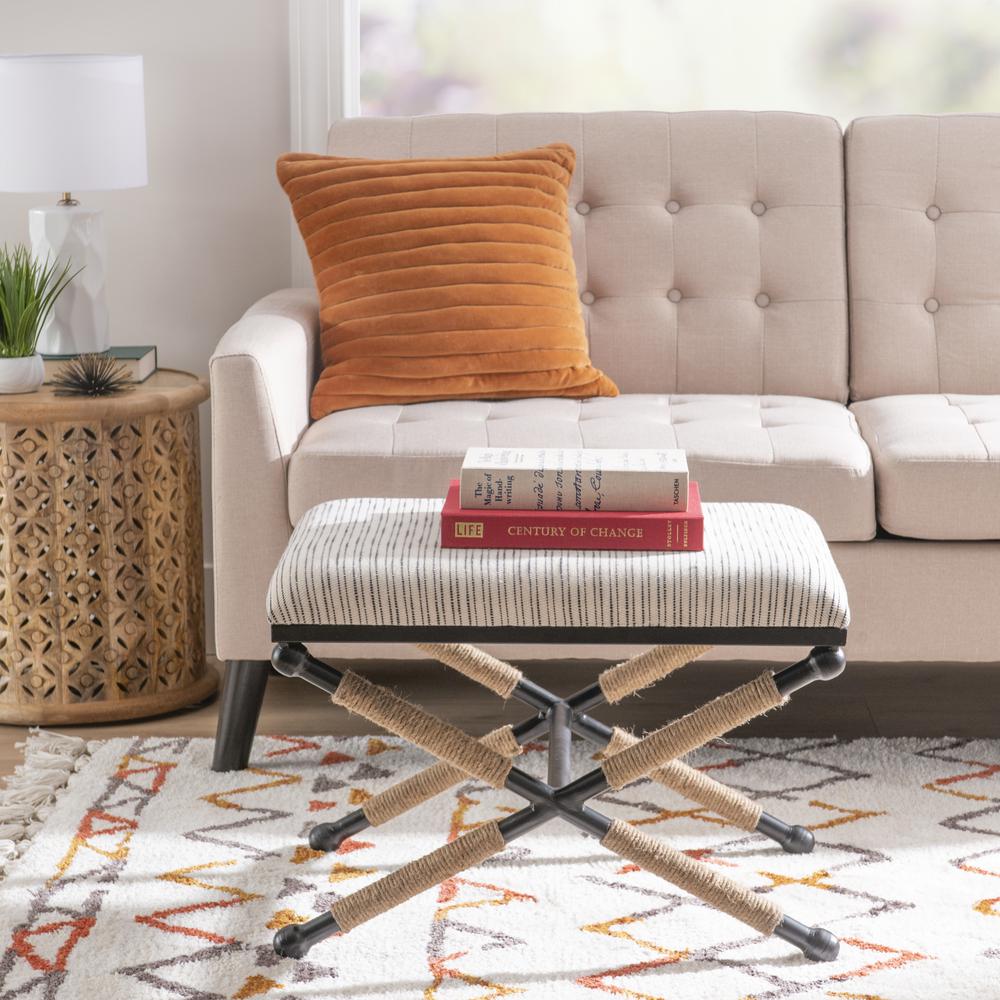 Ashburn Campaign Accent Stool Striped. Picture 6