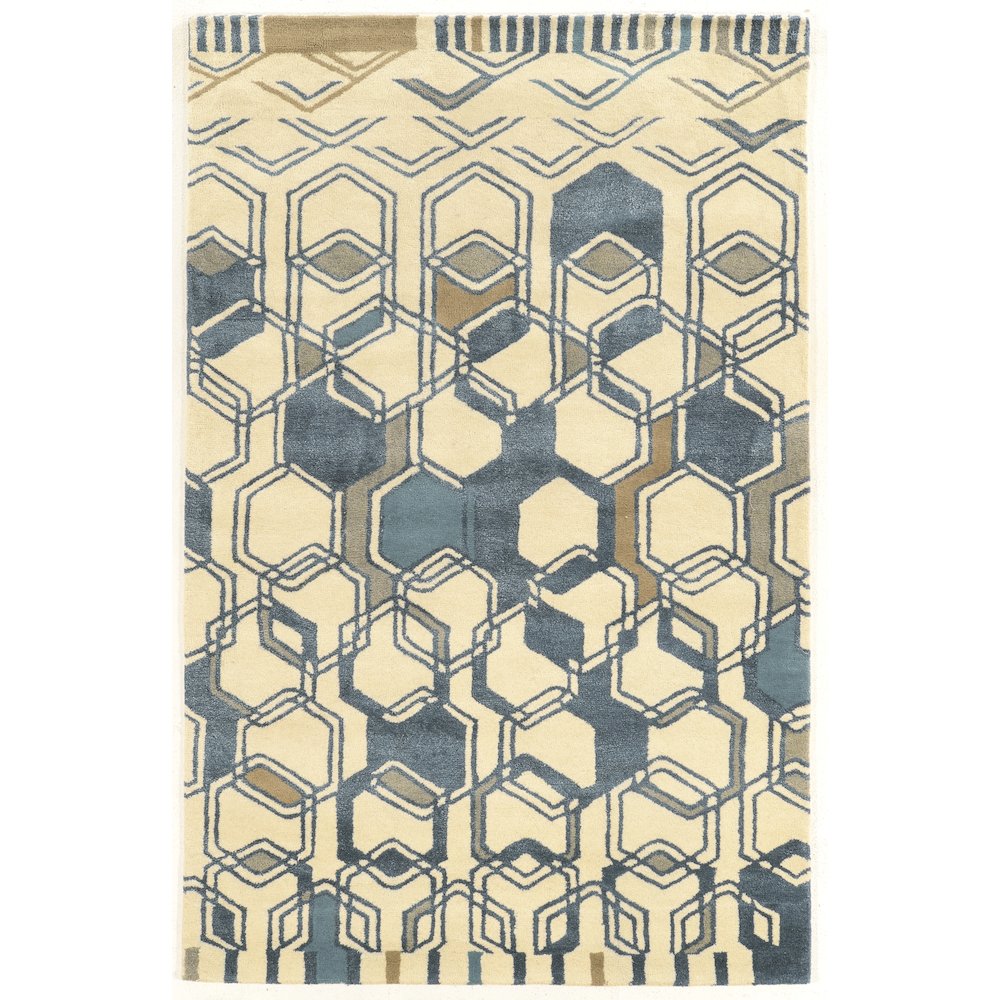 Aspire Wool Triangle Ivory & Grey 8x11, Rug. Picture 1