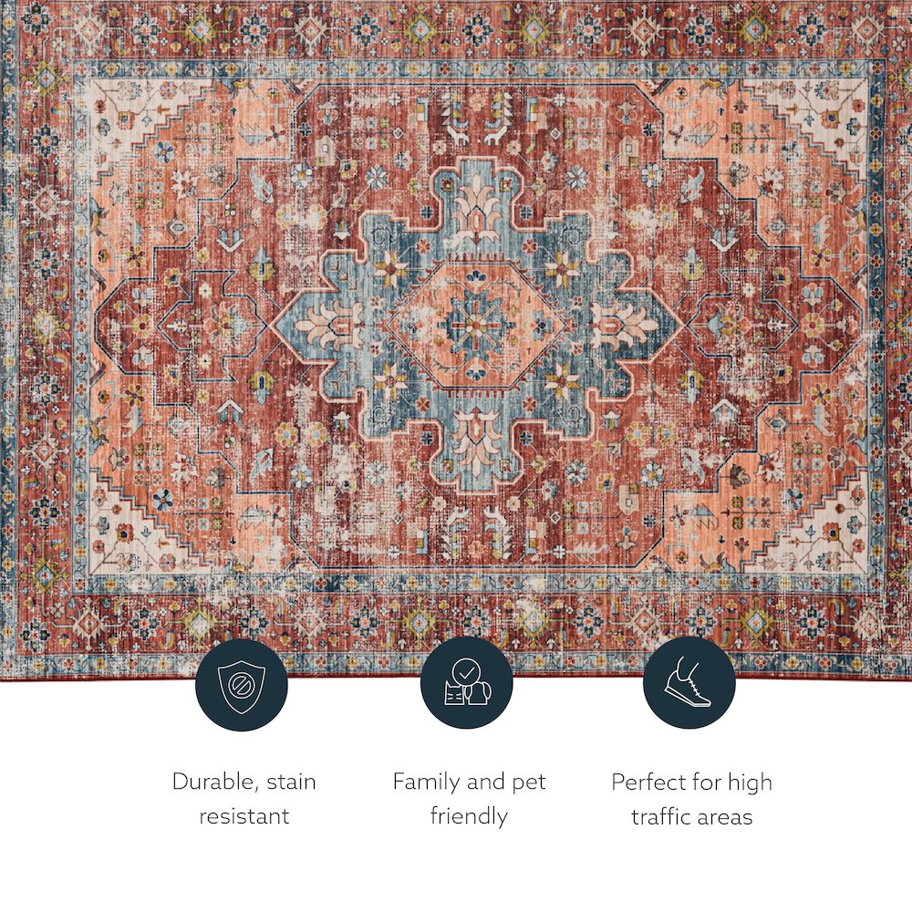 Washable Carter Rust/Ivory 2x8, Rug. Picture 4