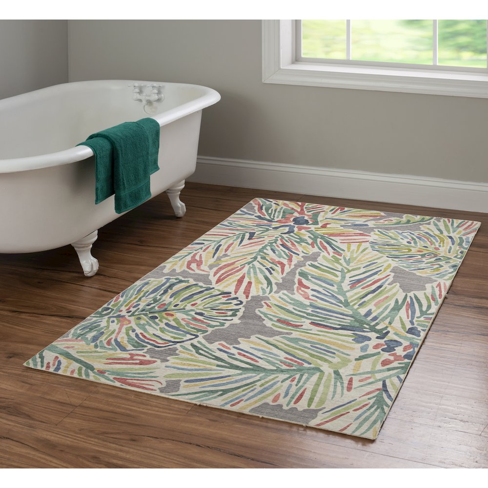 Outdoor Washable Tampa Grey & Green 3' X 5', Rug. Picture 1