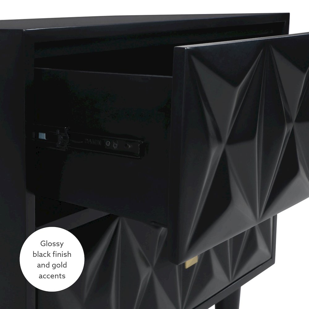 Two Drawer Geo Texture Nightstand Black. Picture 15