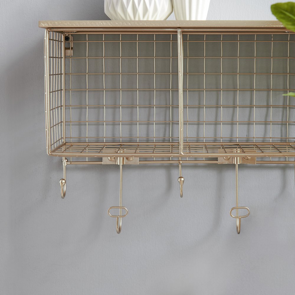 Four Cubby Wall Shelf Gold. Picture 2