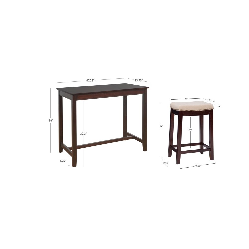 Claridge 3Pc Counter Set Walnut Linen. Picture 12