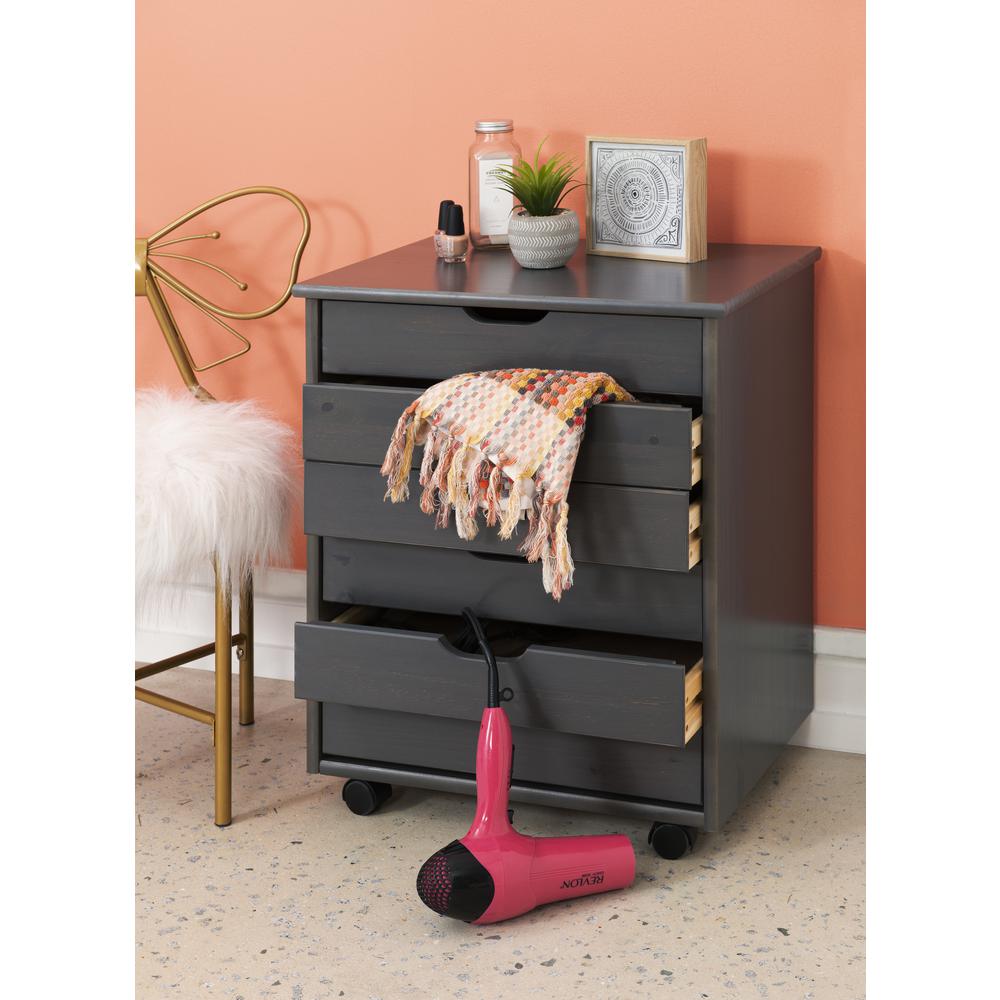Cary Six Drawer Wide Roll Cart, Grey. Picture 8