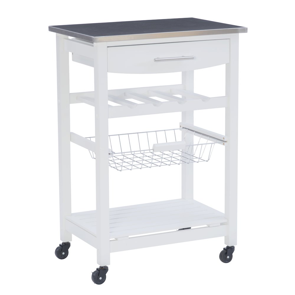 Clarke White Kitchen Cart. Picture 9