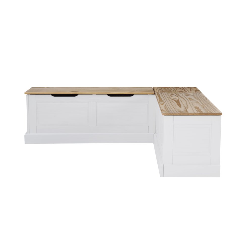 Tobin Backless Two Tone Breakfast Nook, Natural And White. Picture 7