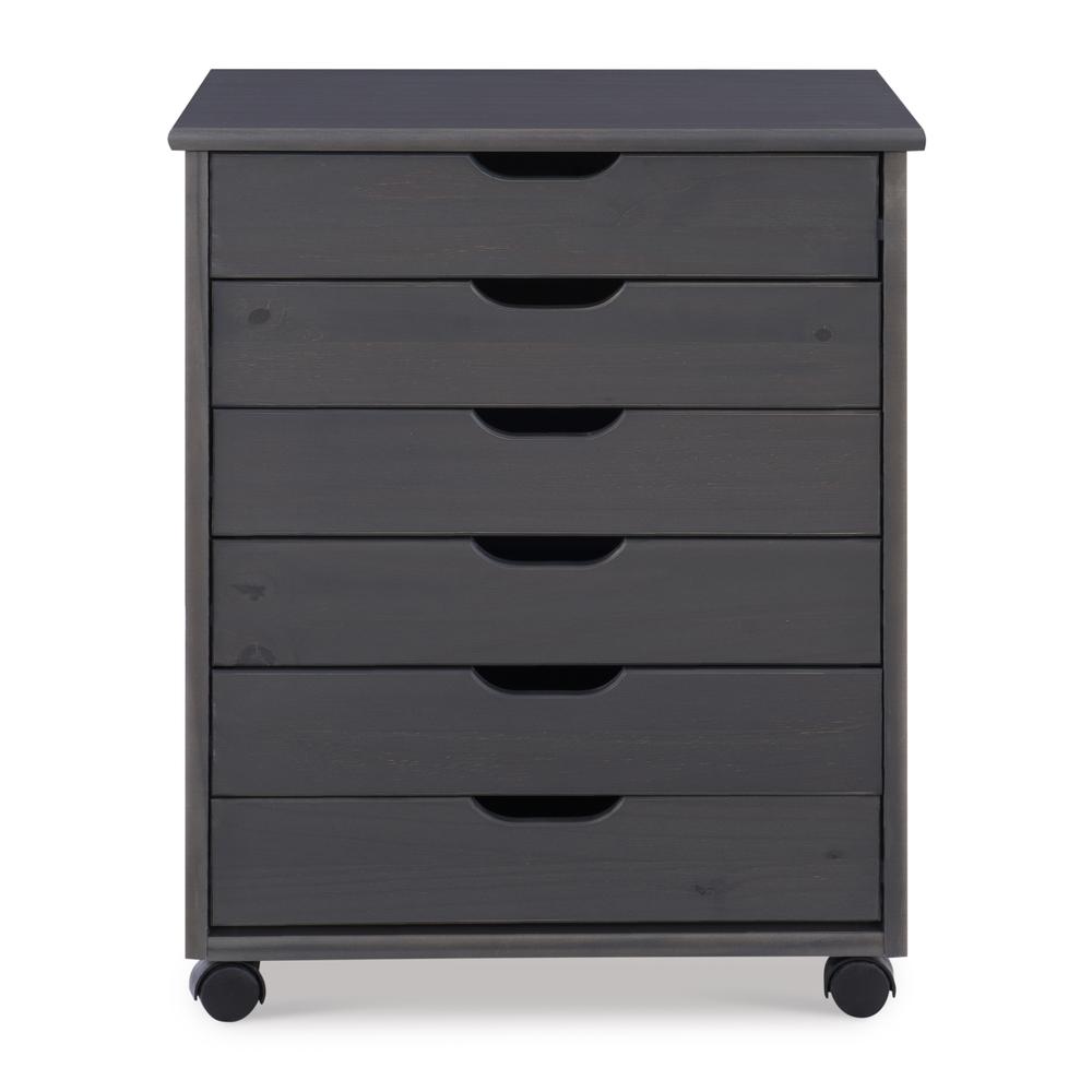 Cary Six Drawer Wide Roll Cart, Grey. Picture 2