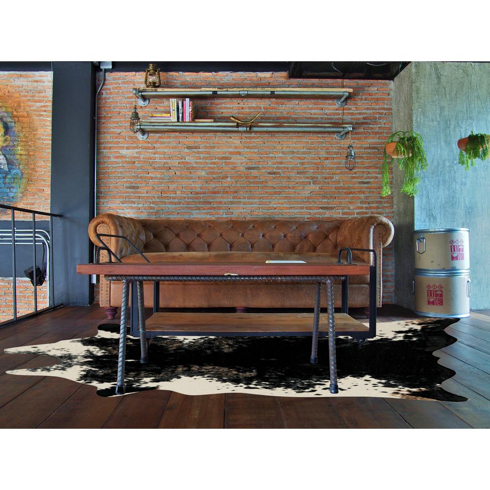 Faux Cow Hide Black and White Salt and Pepper, Rug. Picture 3