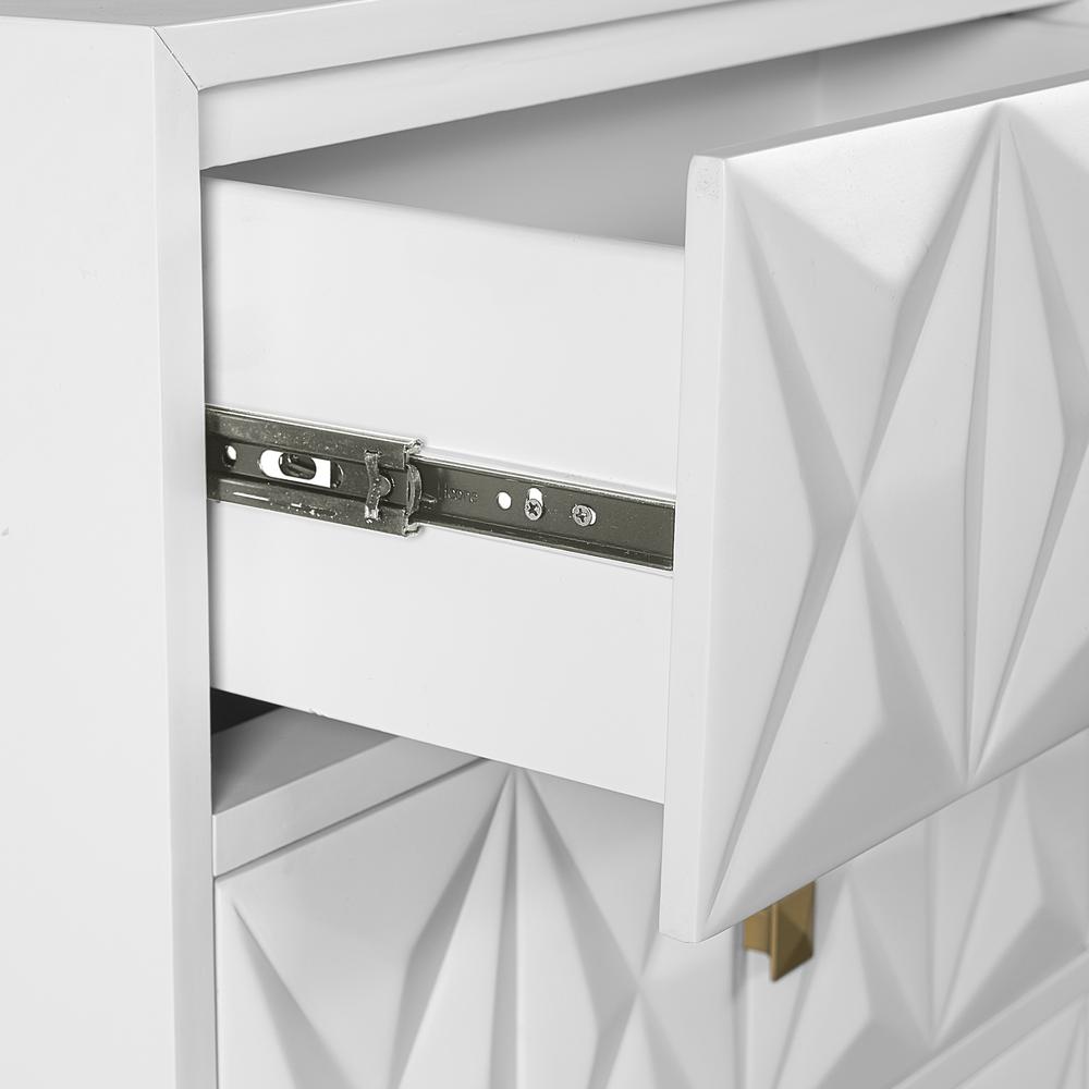 Two Drawer Geo Texture Nightstand White. Picture 4