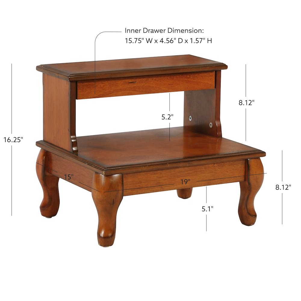 Attic Cherry Antique Cherry Bed Steps with Drawer. Picture 8