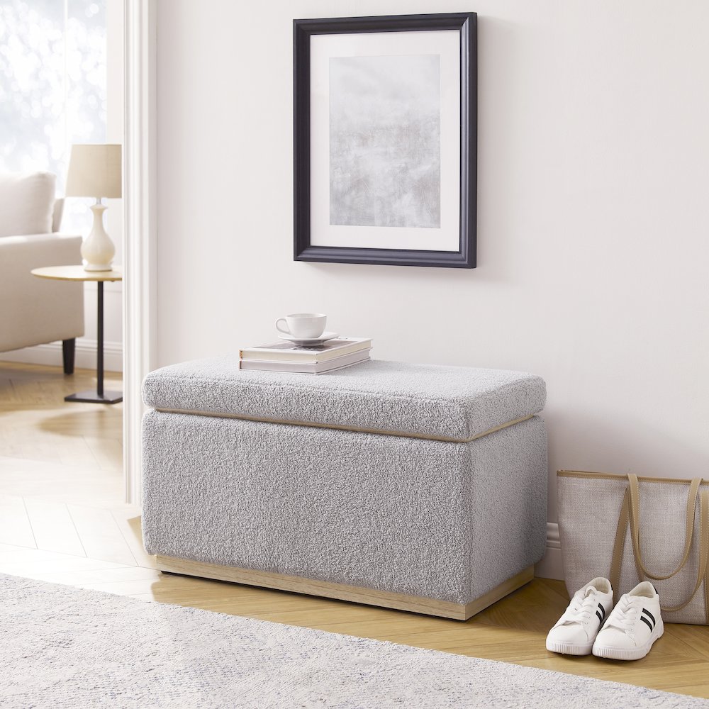 Blanche Rectangle Ottoman Grey. Picture 2