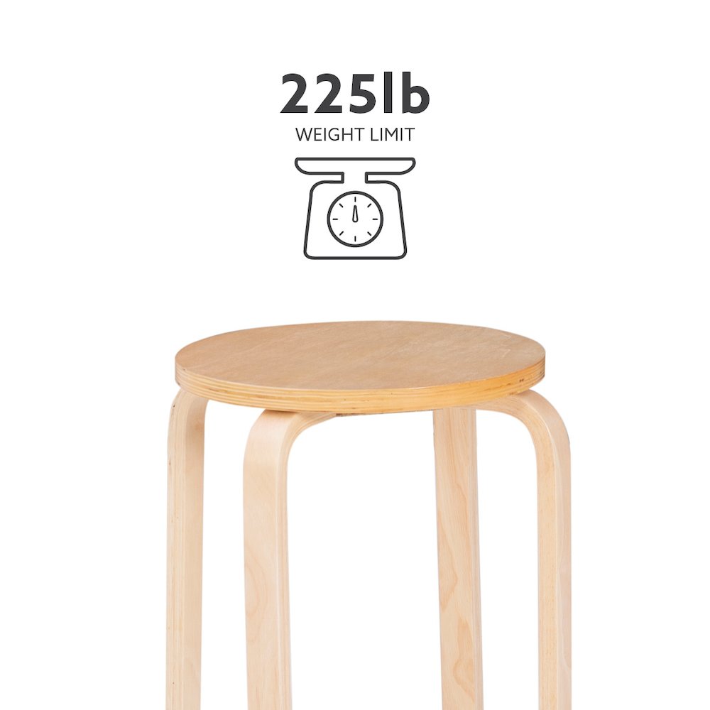 17 Inches Bentwood Stool - Natural Set Of 4. Picture 12