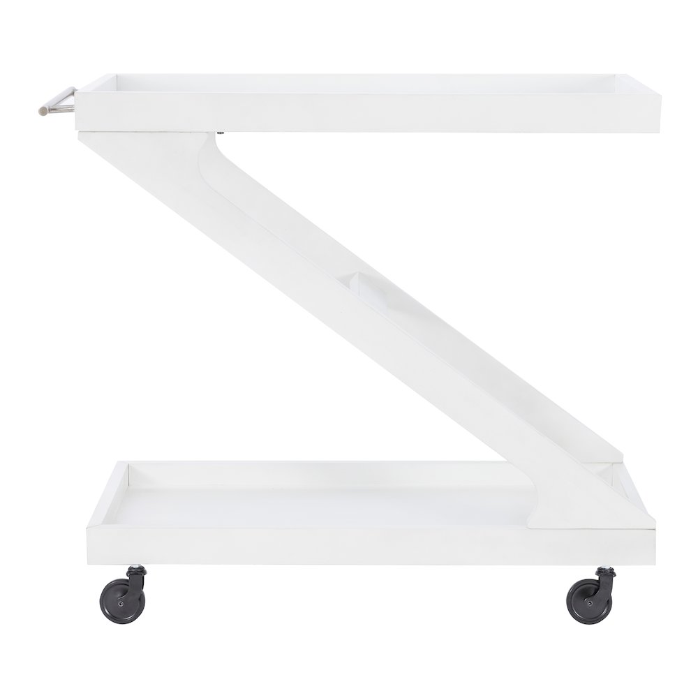 Marlon Wood Rolling Bar Cart Antique White. Picture 3