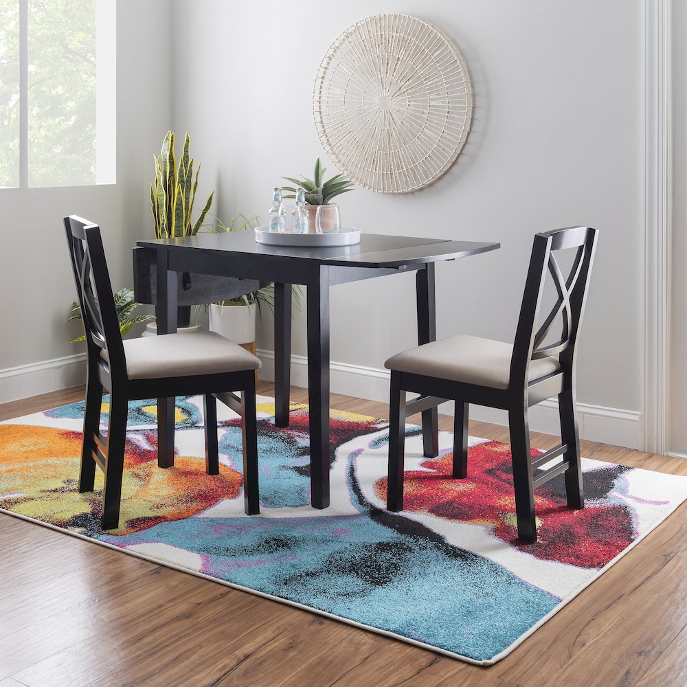 Torino 3Pc Drop Leaf Dining Set Black. Picture 3