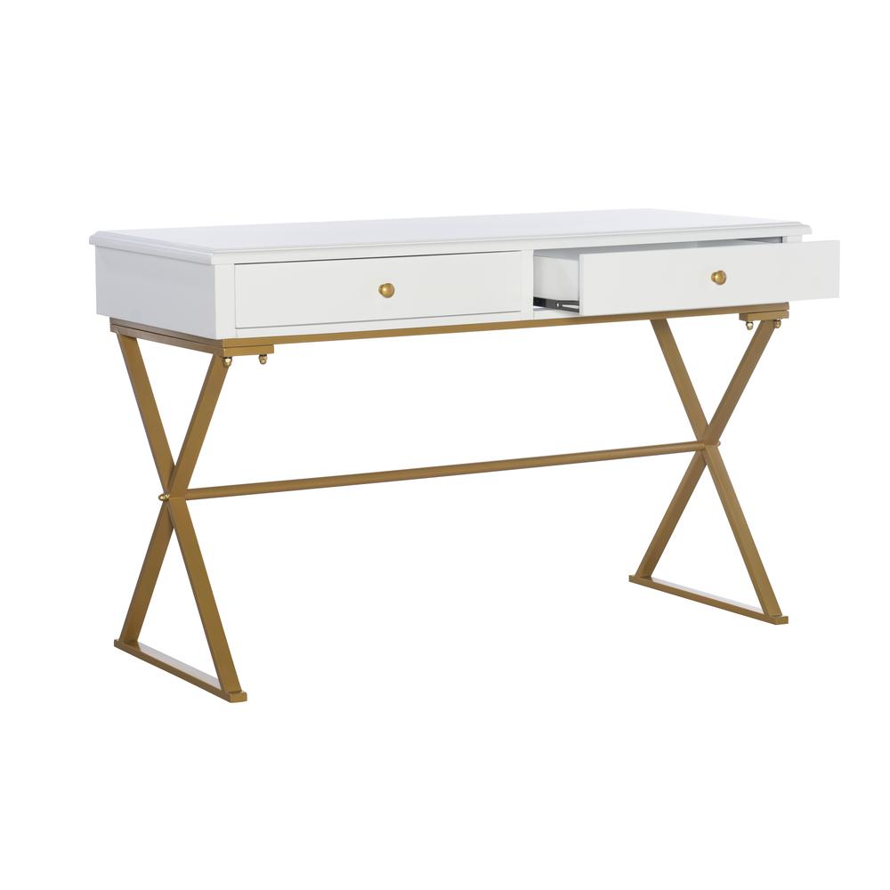 Two-Drawer Campaign Desk, White. Picture 7