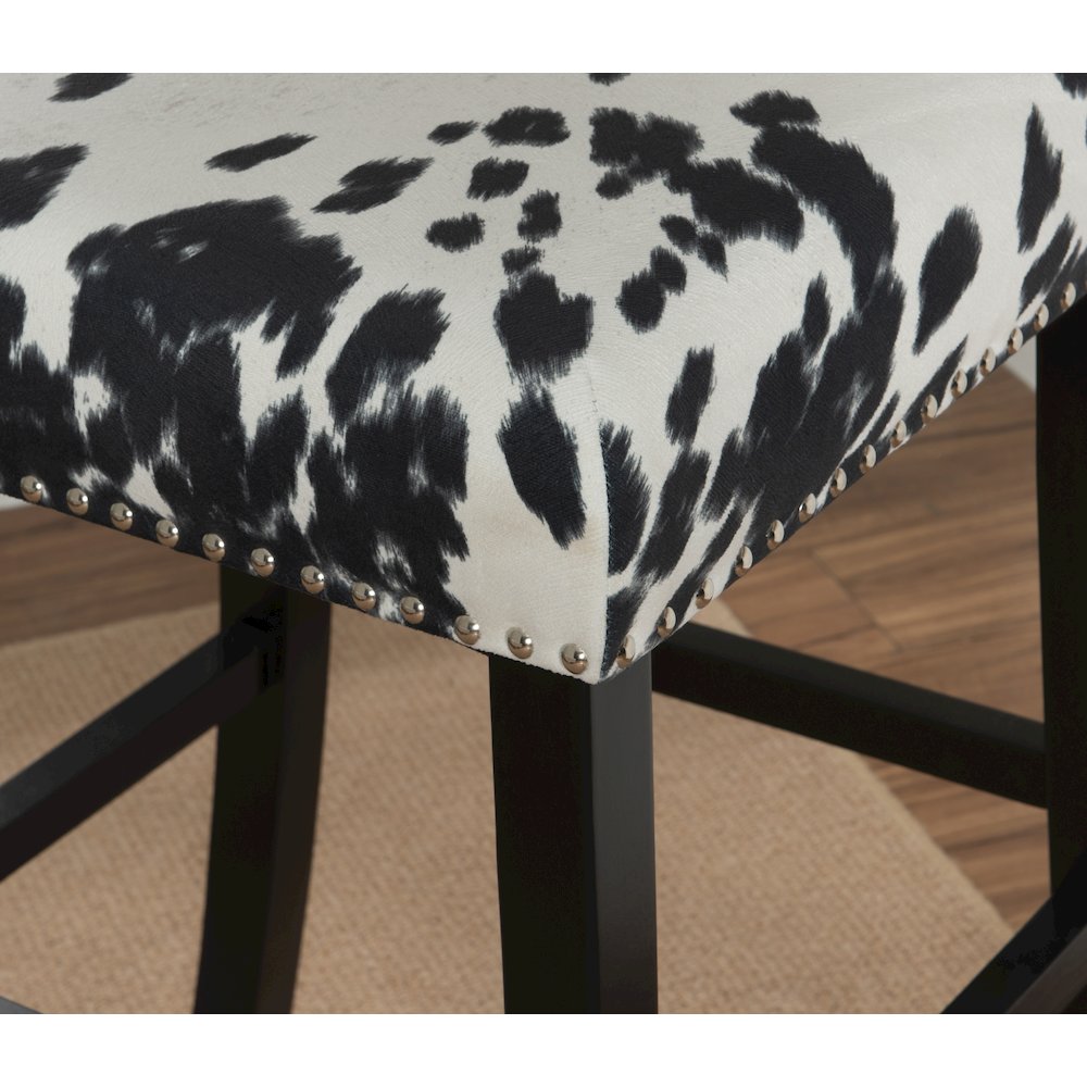 Corey Black Cow Print Bar Stool. Picture 4