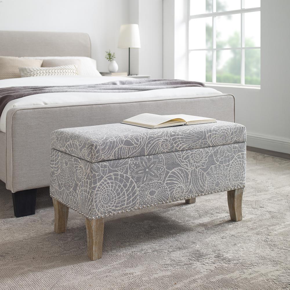 Stephanie Upholstered Storage Ottoman, Stone. Picture 1