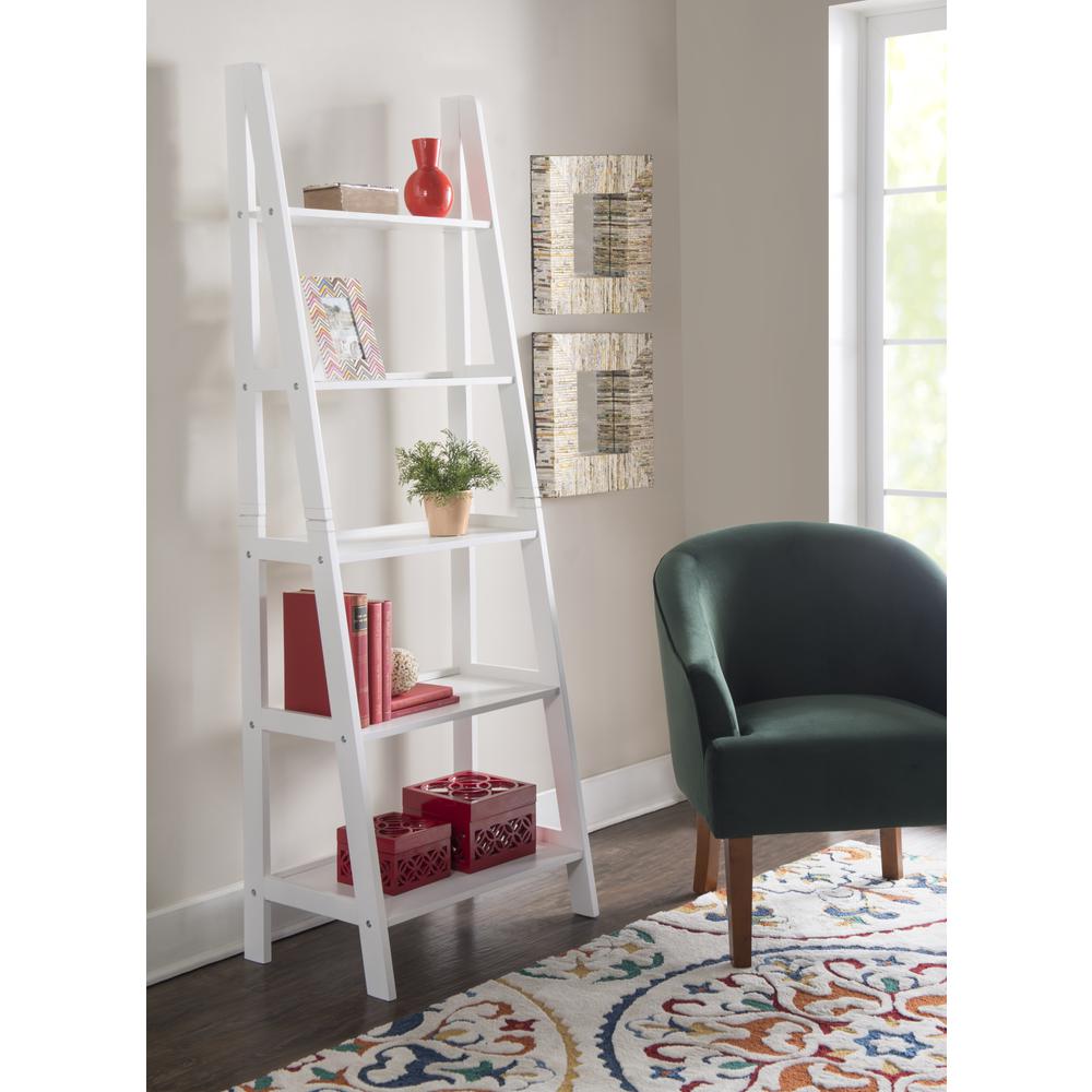 Acadia Ladder Bookshelf, White. Picture 9