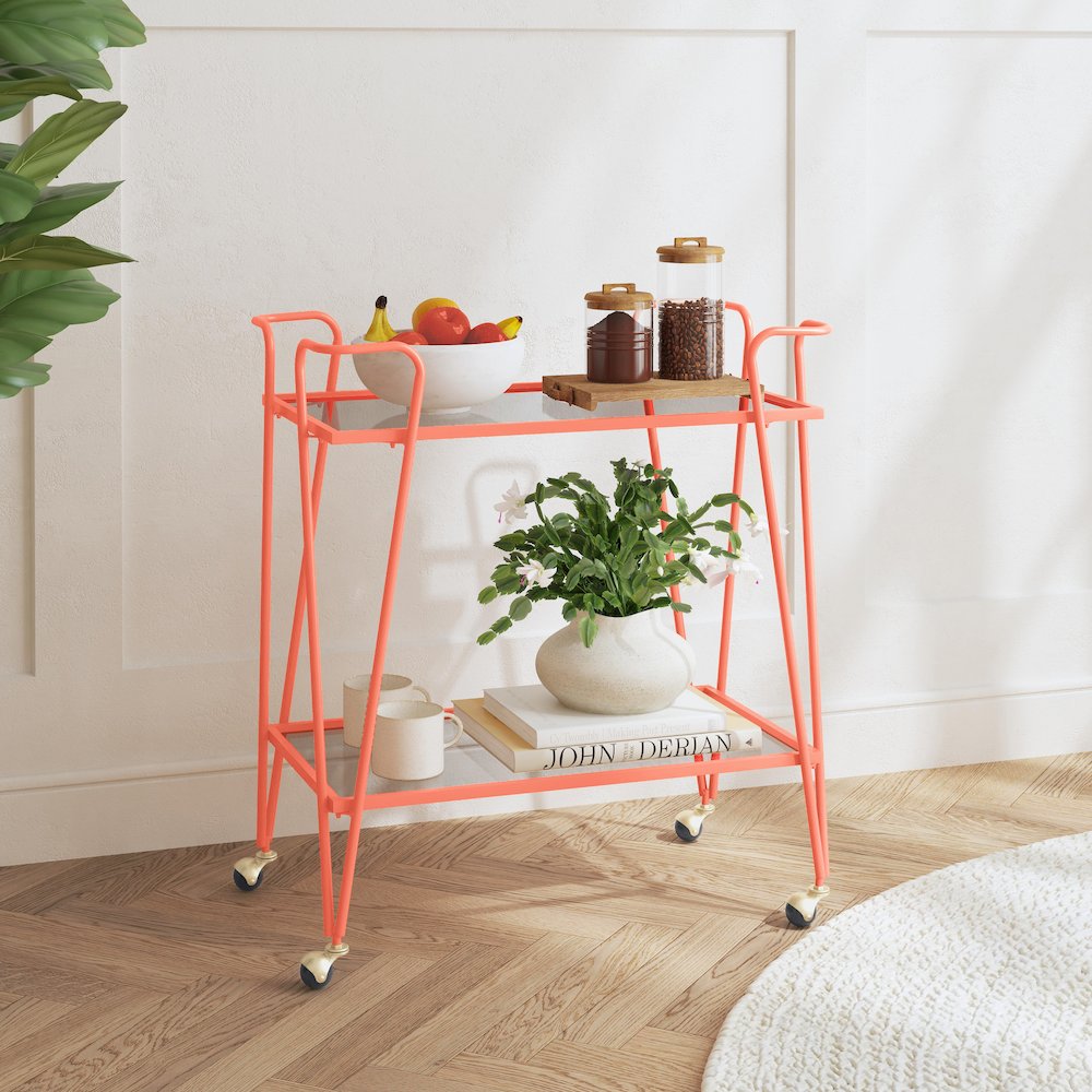 Coral Mid-Century Bar Cart. Picture 6