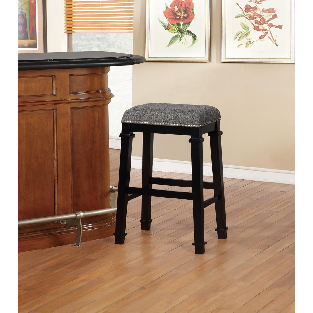 Kennedy Black And White Tweed Backless Bar Stool. Picture 3