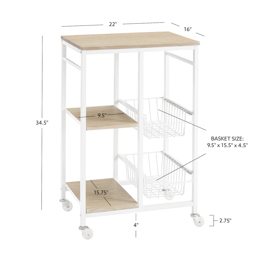Alicia Small Kitchen Cart White. Picture 11