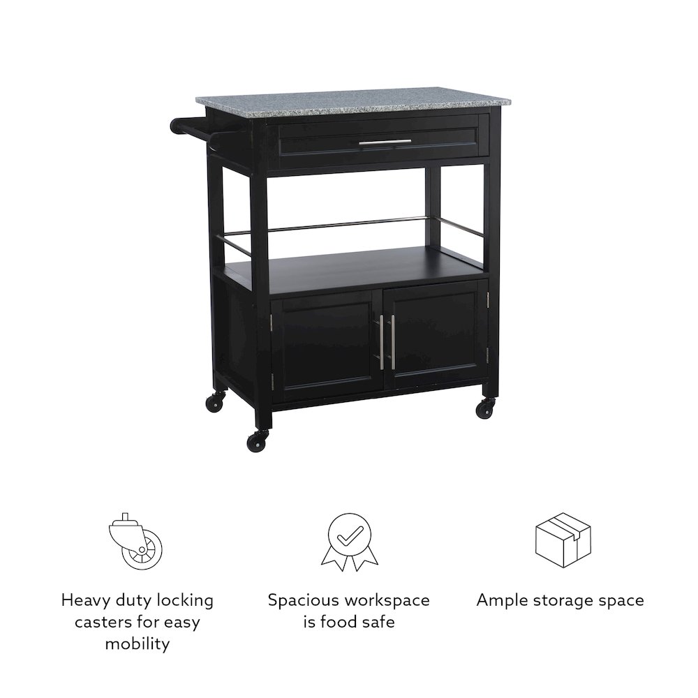 Cameron Kitchen Cart With Granite Top. Picture 16