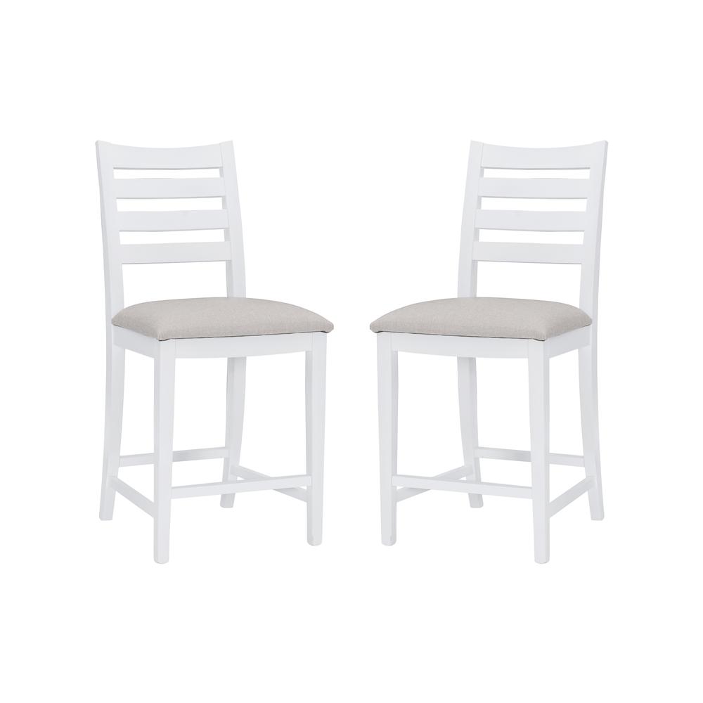Flynn Counter Stool White Upholstered Set Of 2. Picture 1