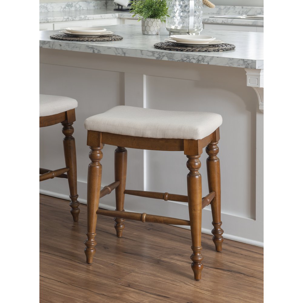 Marino 25" Backless Counter Stool, Linen/Walnut. Picture 3