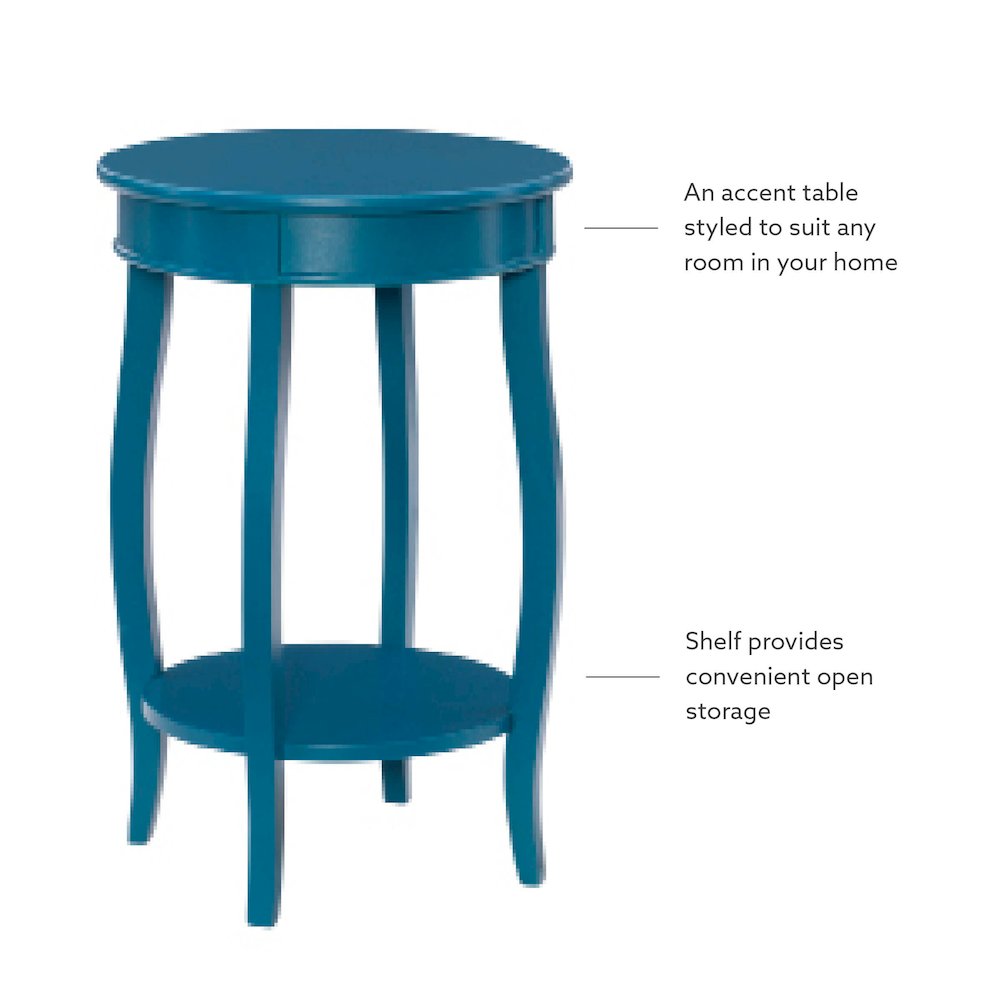 Teal Round Table with Shelf. Picture 9