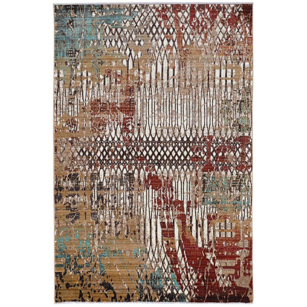 Illusions Fence Beige & Burgundy 5x8, Rug. Picture 1