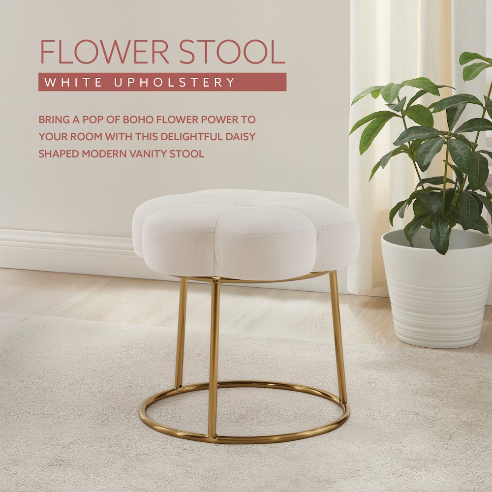 Seraphina Accent Vanity Stool, White. Picture 8