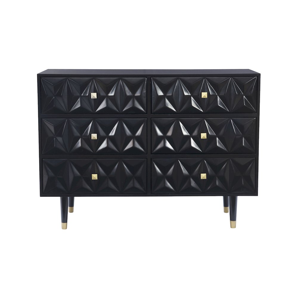 Six Drawer Geo Texture Dresser Black. Picture 2