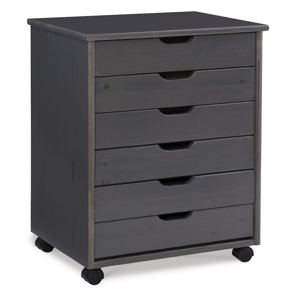 Cary Six Drawer Wide Roll Cart, Grey. Picture 10