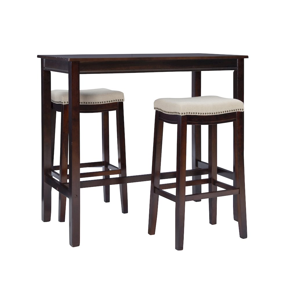 Claridge 3Pc Bar Set Walnut Linen. Picture 1